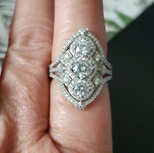Art Deco CZ elongated ring